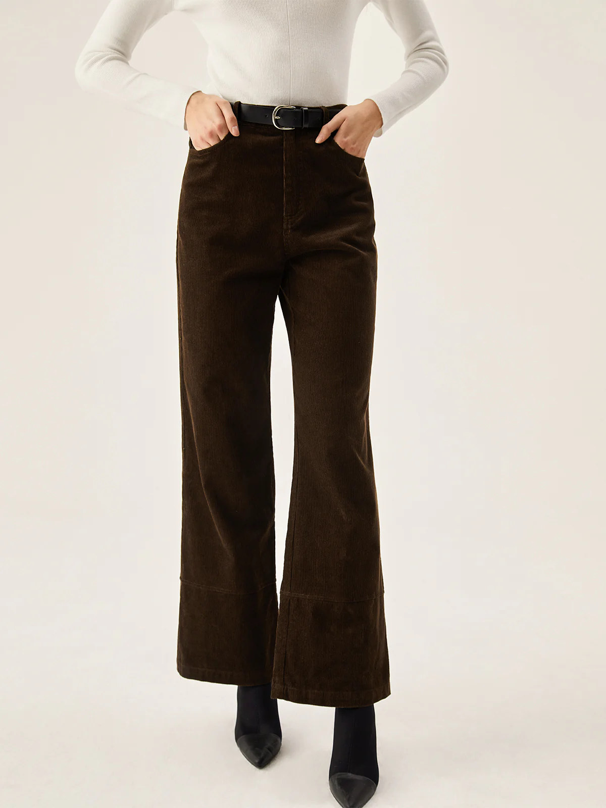 Corduroy Wide Leg Pocket Pants - Takermore