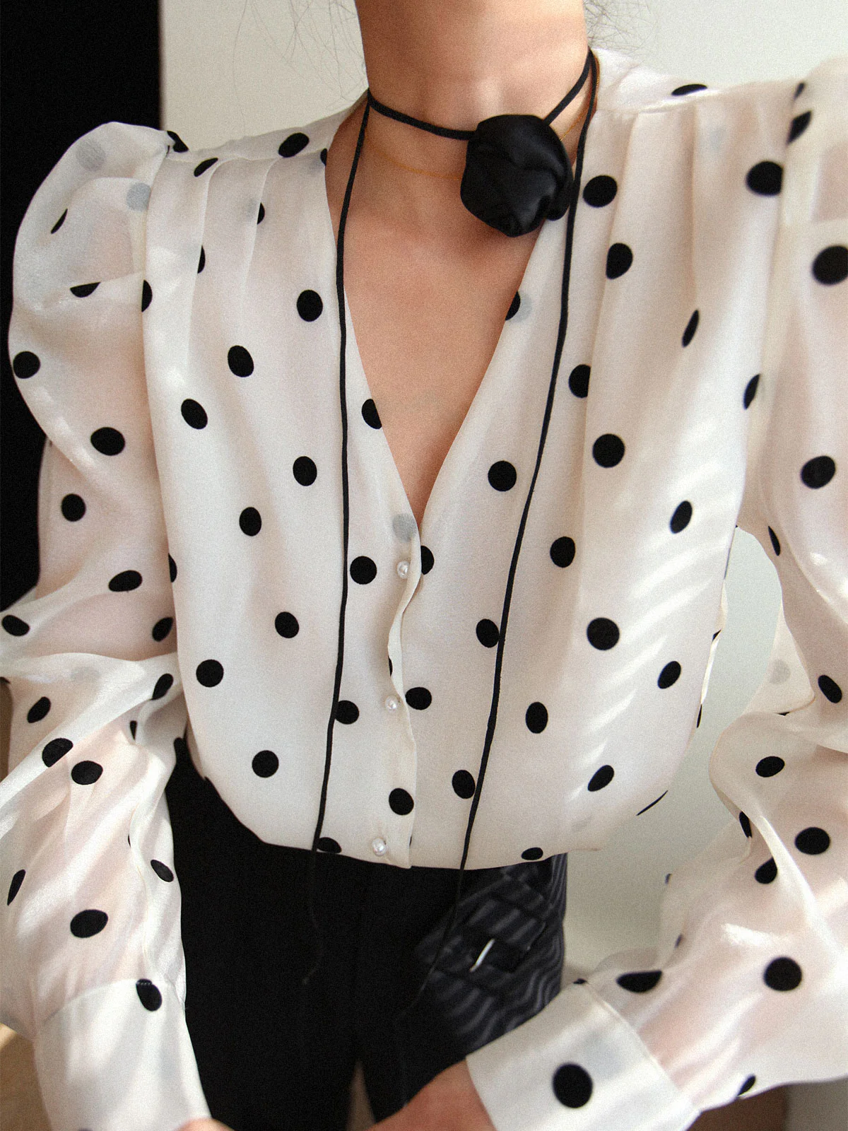Sheer Polka Dot Blouse - Takermore