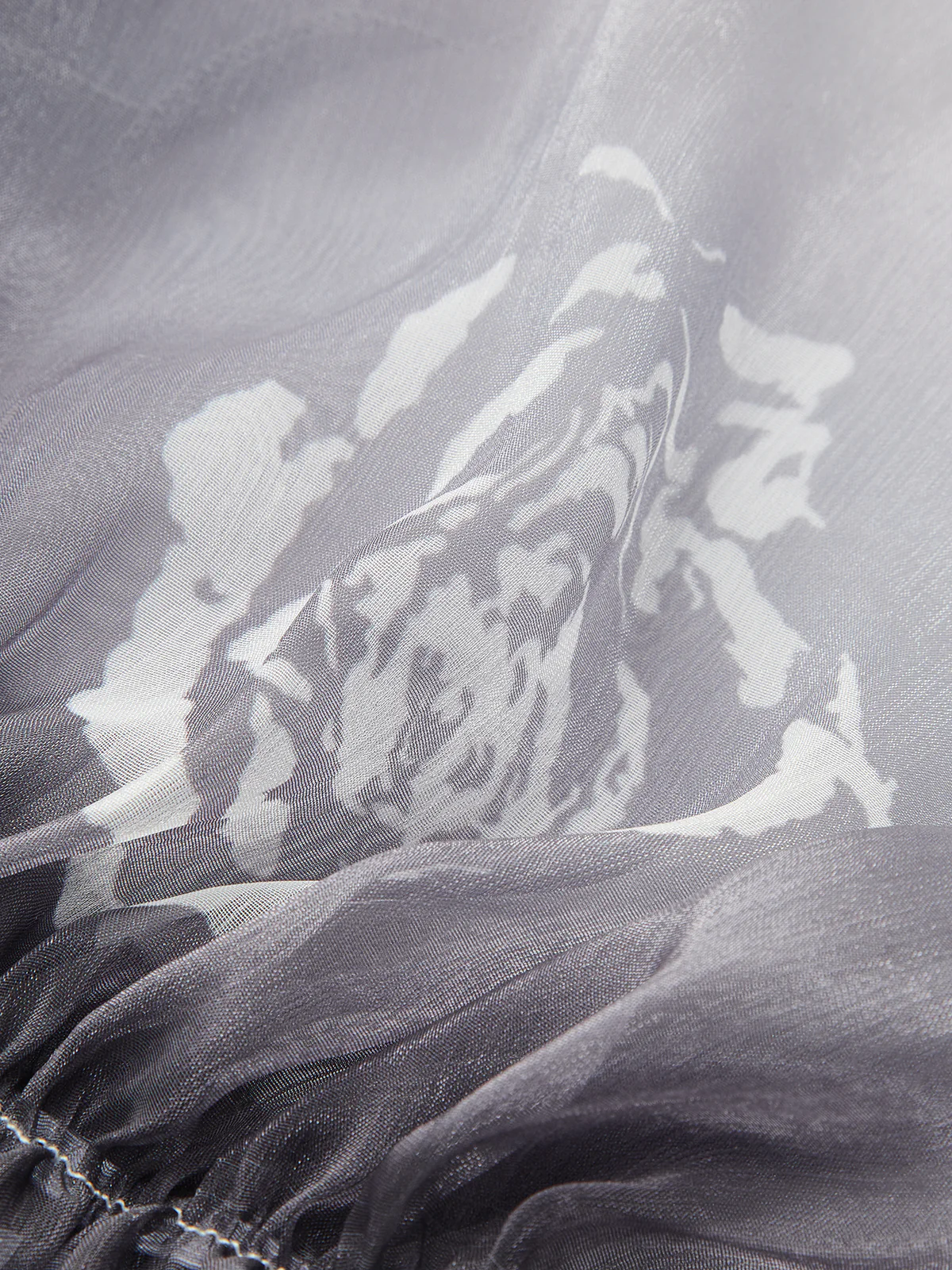 Semi-Sheer Gradient Floral Off-Shoulder Chiffon Top - Takermore