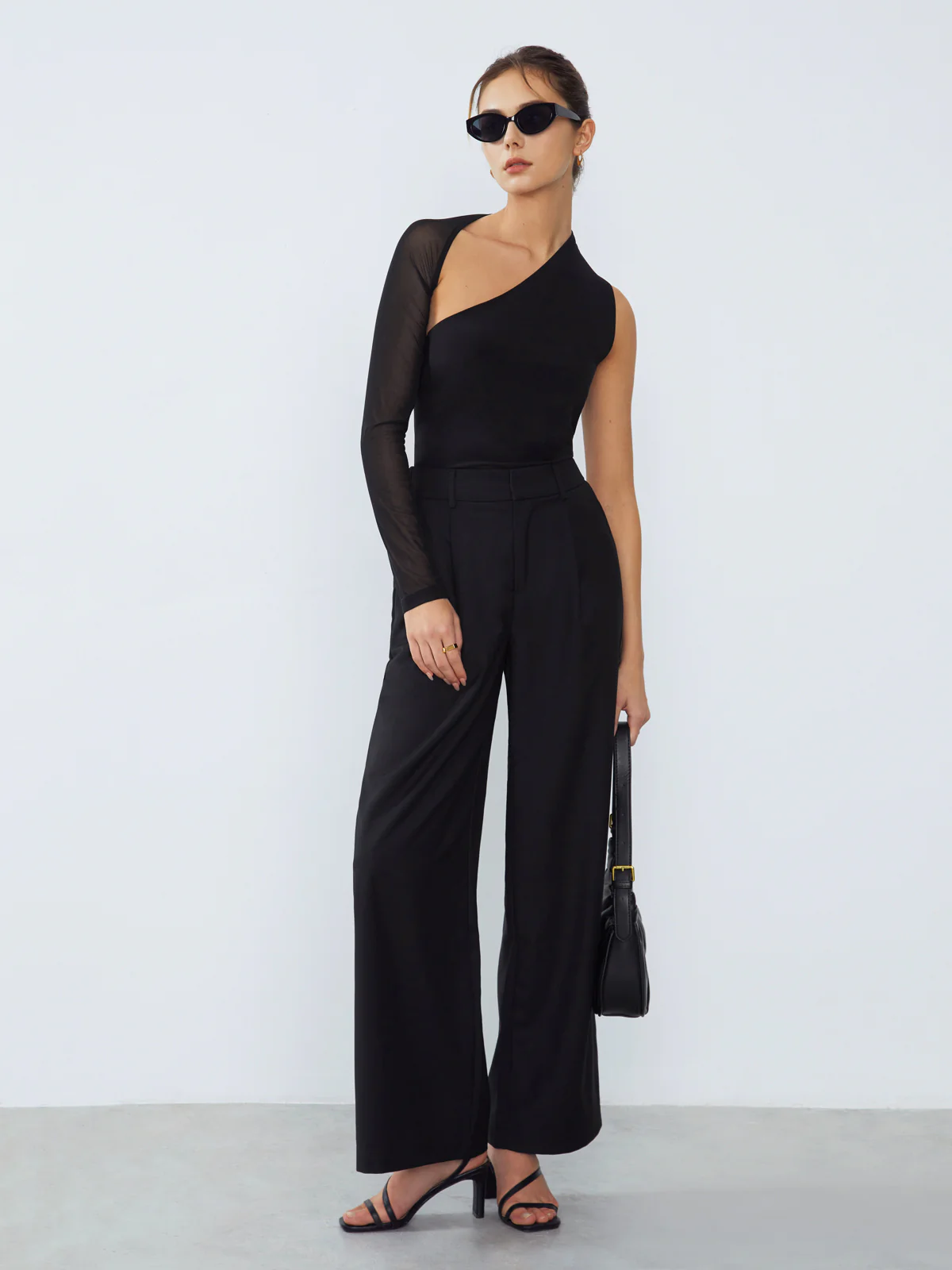 Asymmetrical One Mesh Sleeve Shirt - Takermore