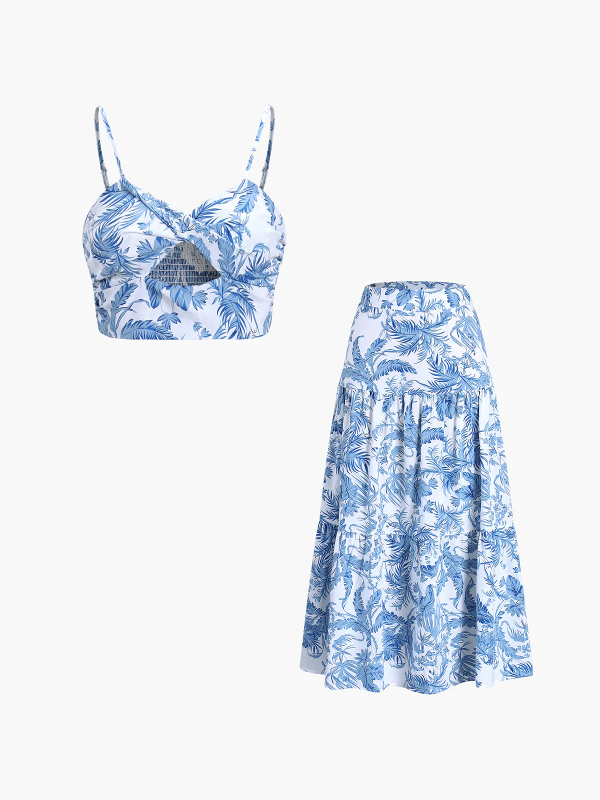 Seaside Joy Print Twist Detail Skirt Set - Takermore