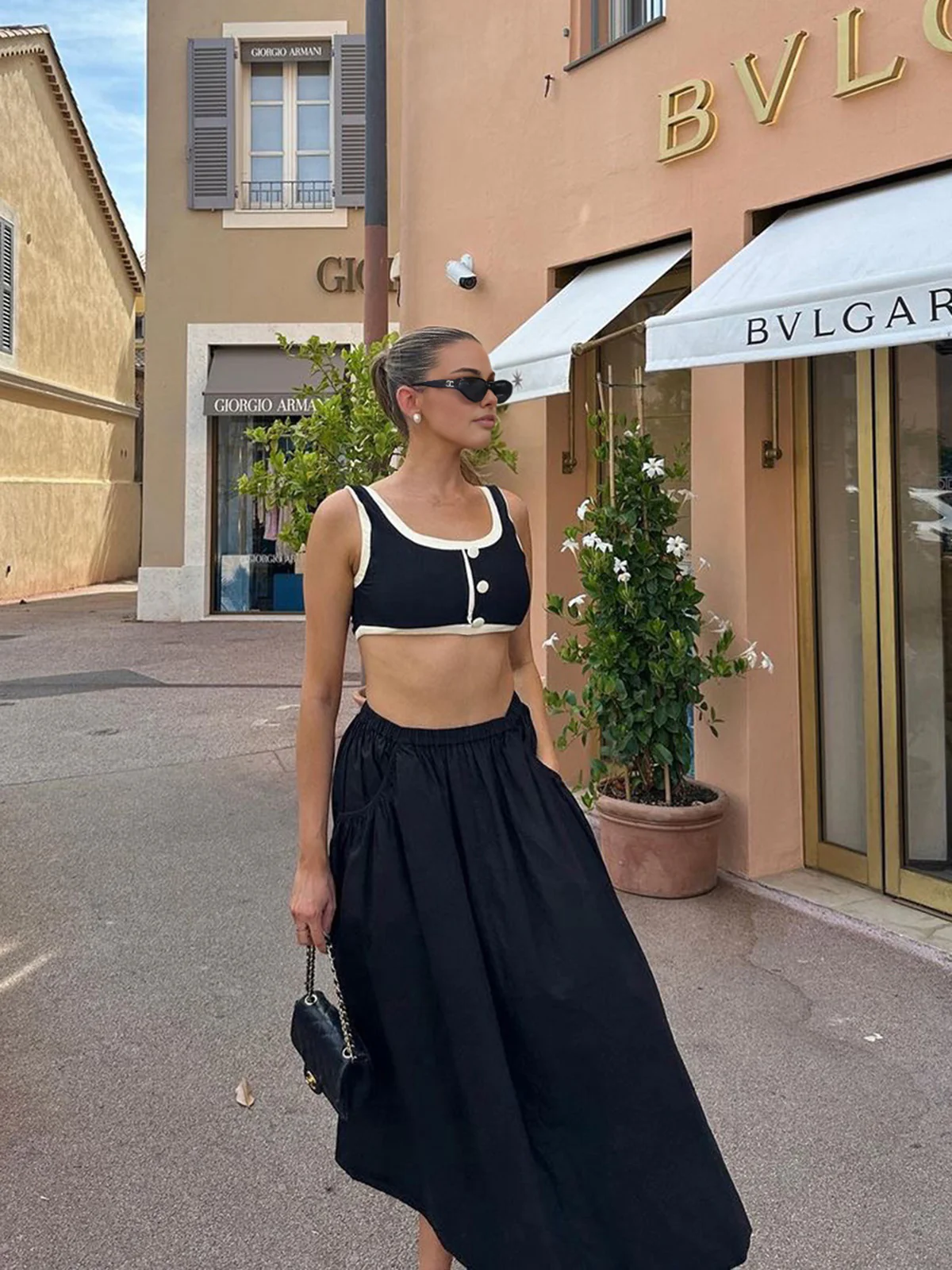 Contrast Binding Two Piece Bikini Set - Takermore