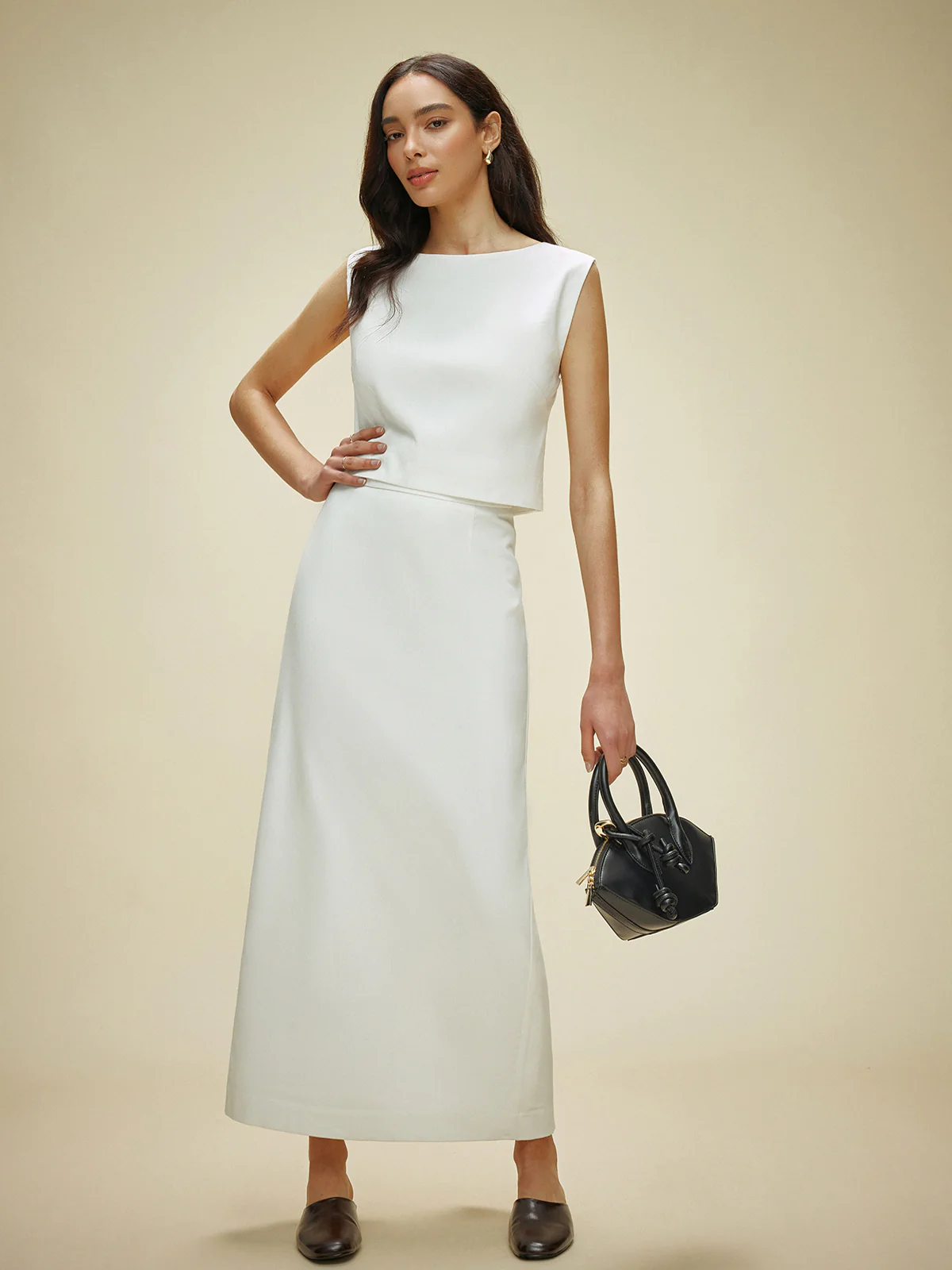 Cotton & Linen Split-Back Skirt Set - Takermore