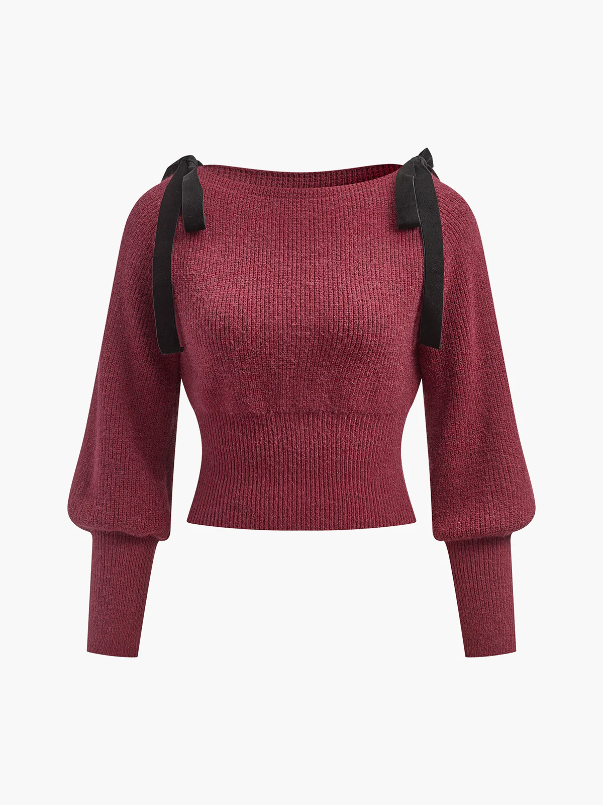 Contrast Bow Cinched Waist Sweater - Takermore