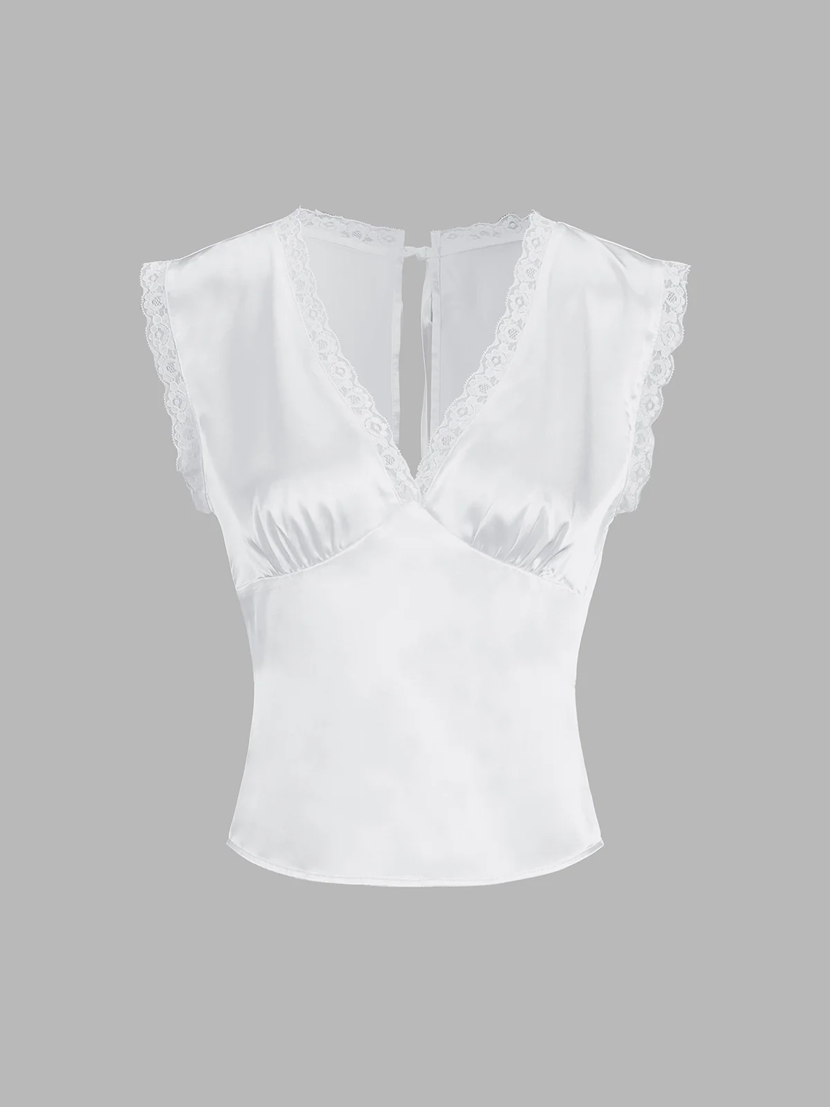 Lace Trim Satin Skirt Set - Takermore