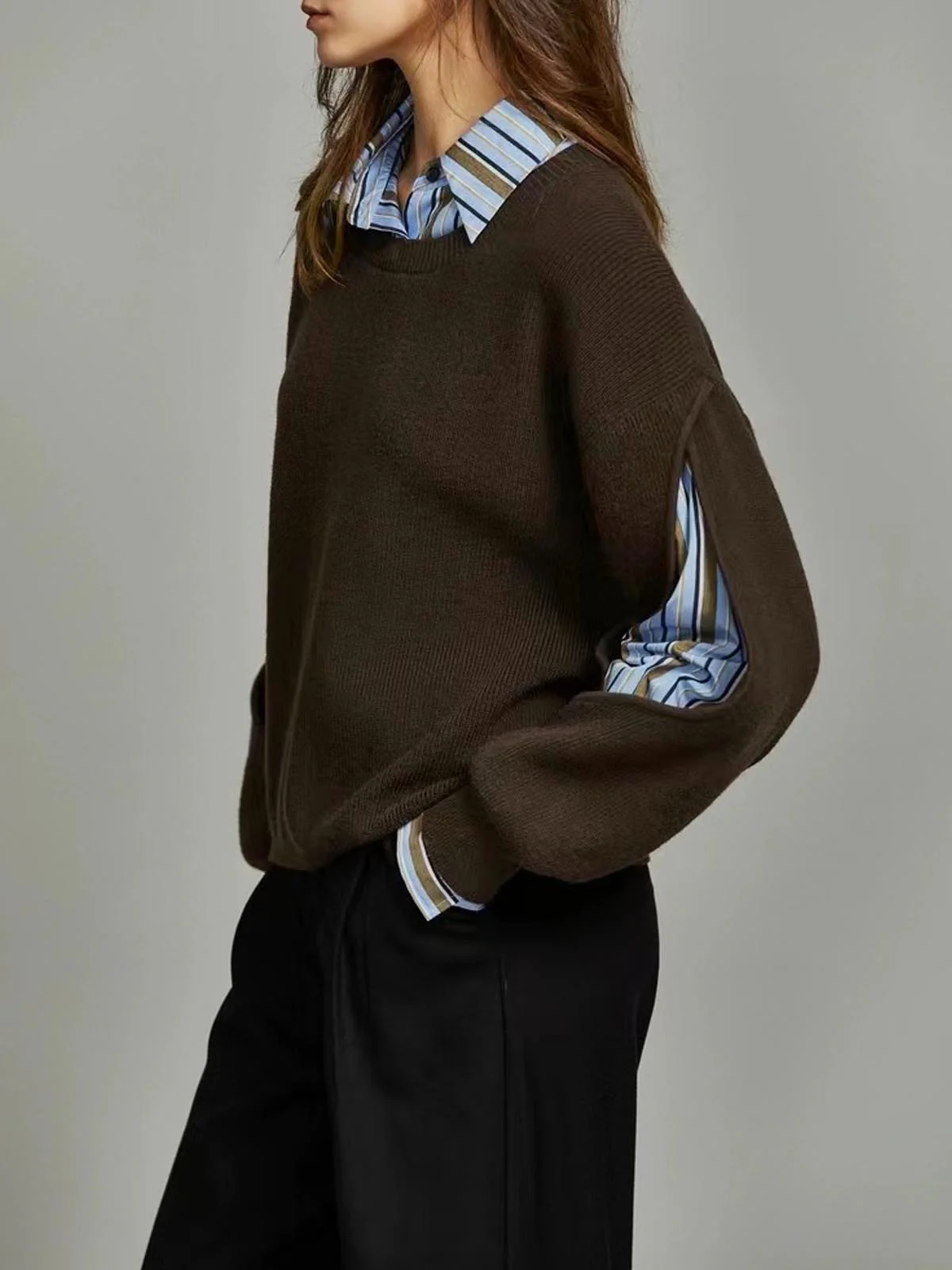 2 in 1 Ribbed Cutout Sweater - Takermore