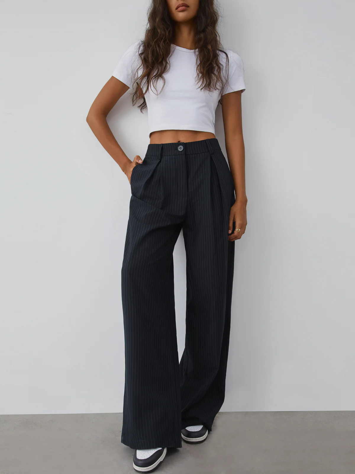 Shock Value Pinstripe Wide Leg Dress Pants - Takermore