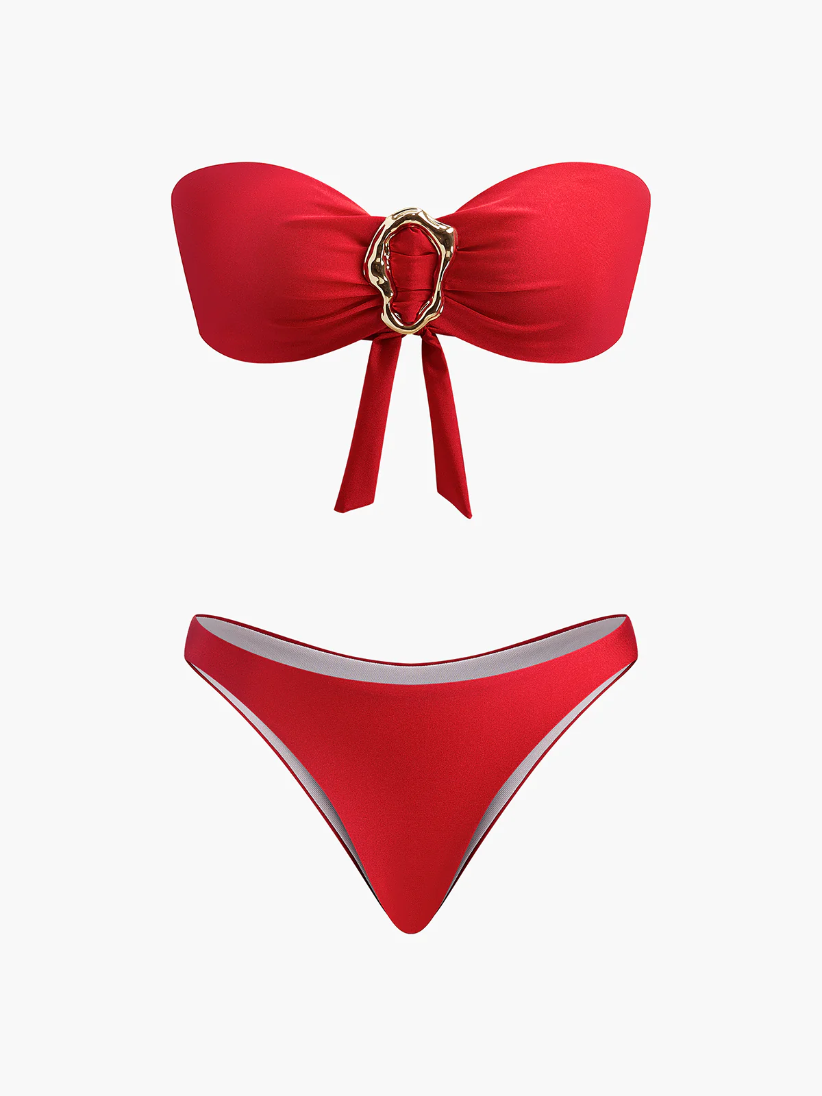 Metal-Detail Bow Bandeau Bikini - Takermore