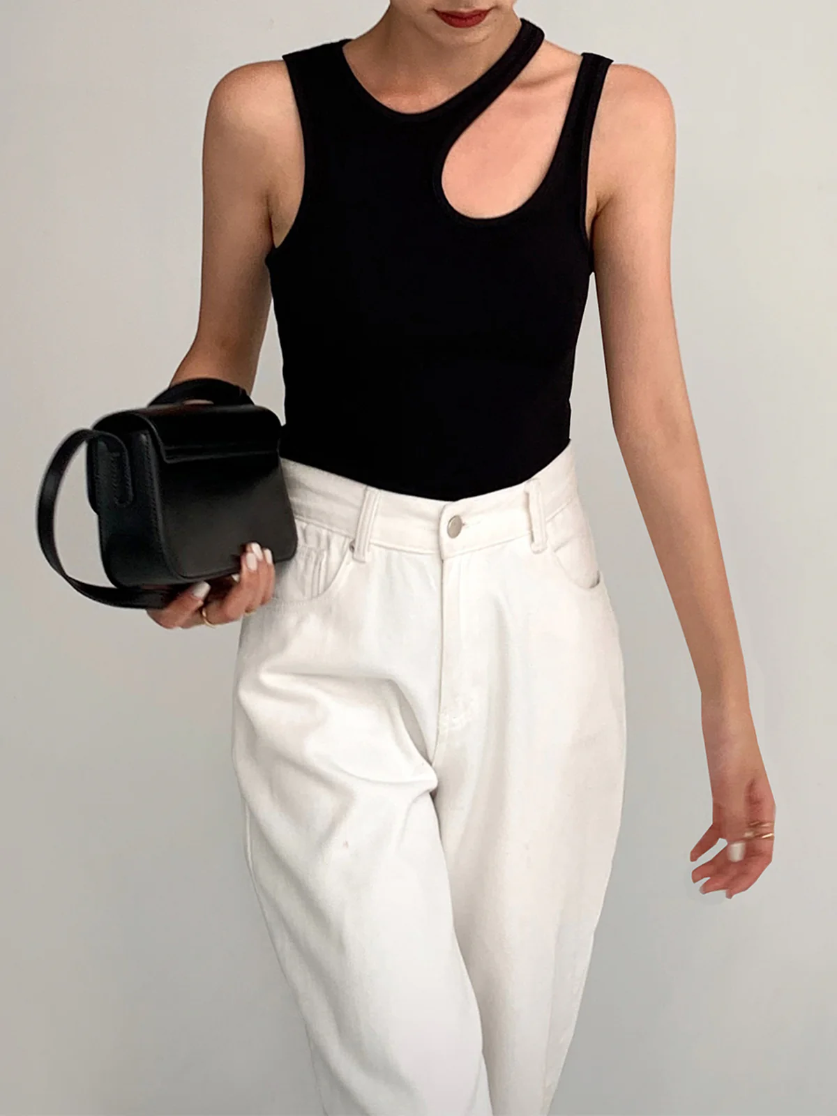 Semi-Sheer Cutout Tank Top - Takermore