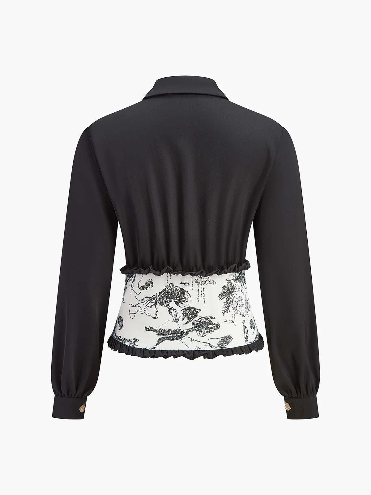 Retro Printed Slim Polo Blouse - Takermore