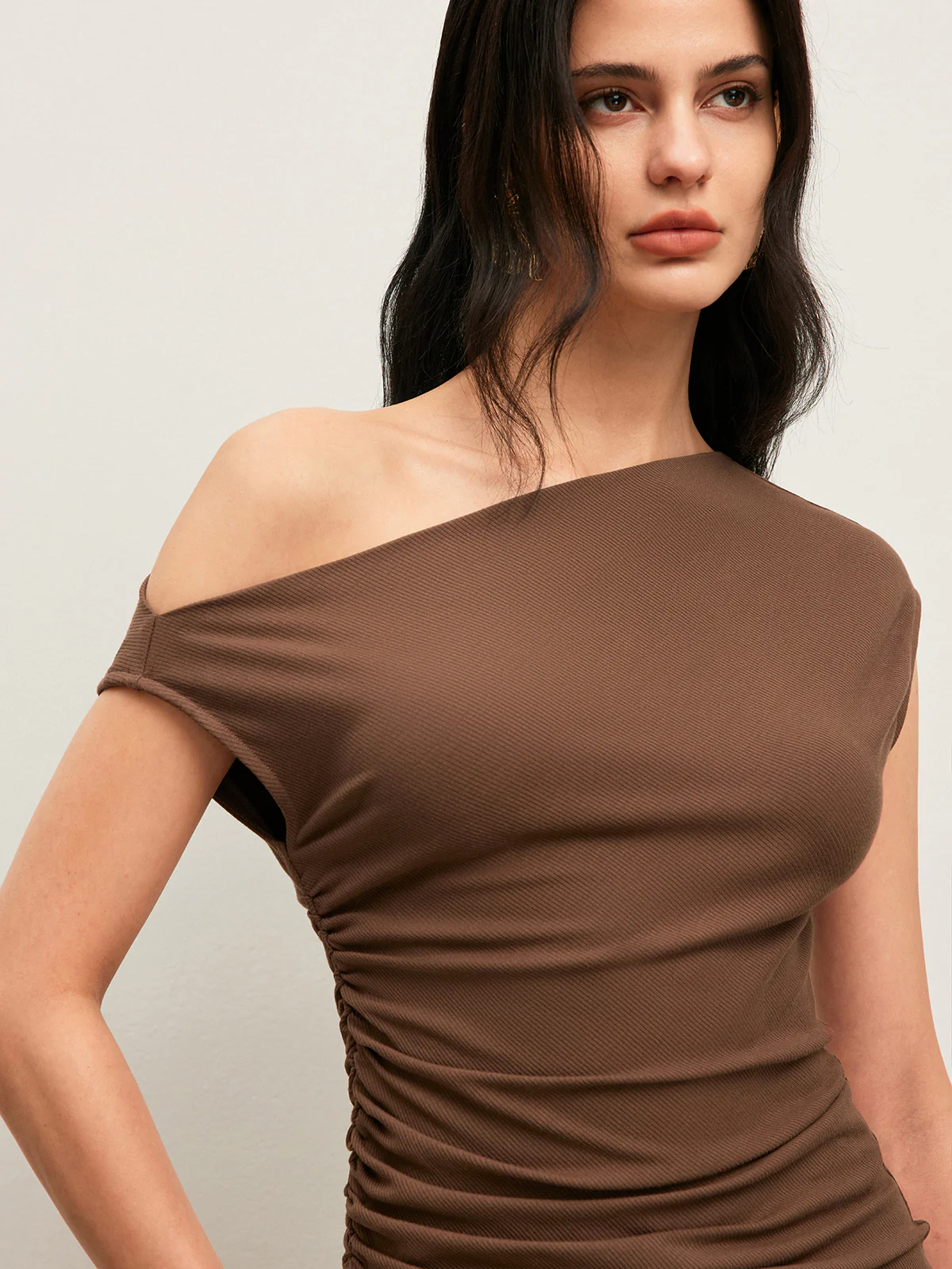 Ruched One-Shoulder Top - Takermore