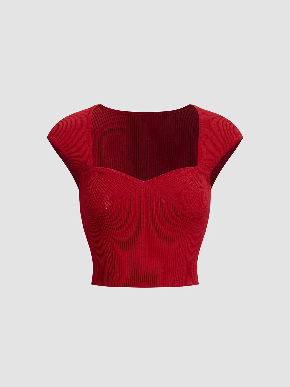 Paris Square Neck Ribbed Crop Knit Top - Takermore
