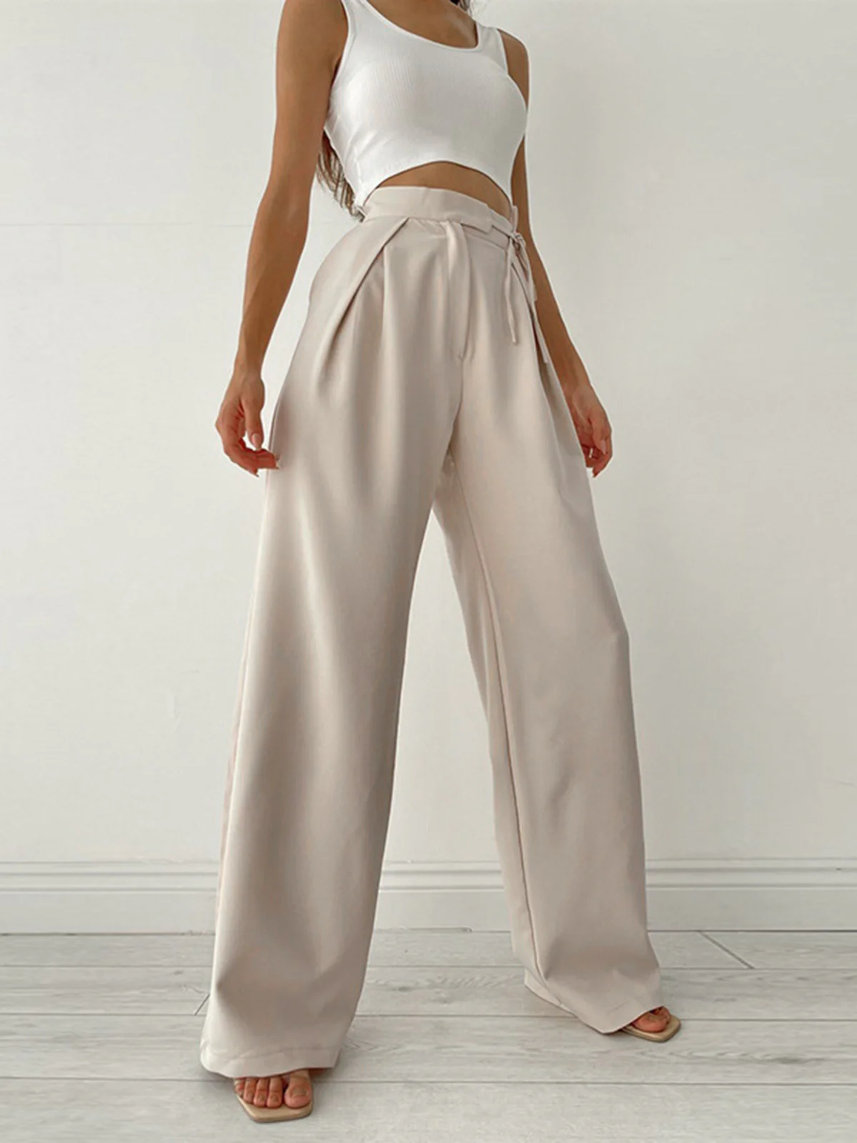 Palazzo Tied Wide Leg Dress Pants - Takermore
