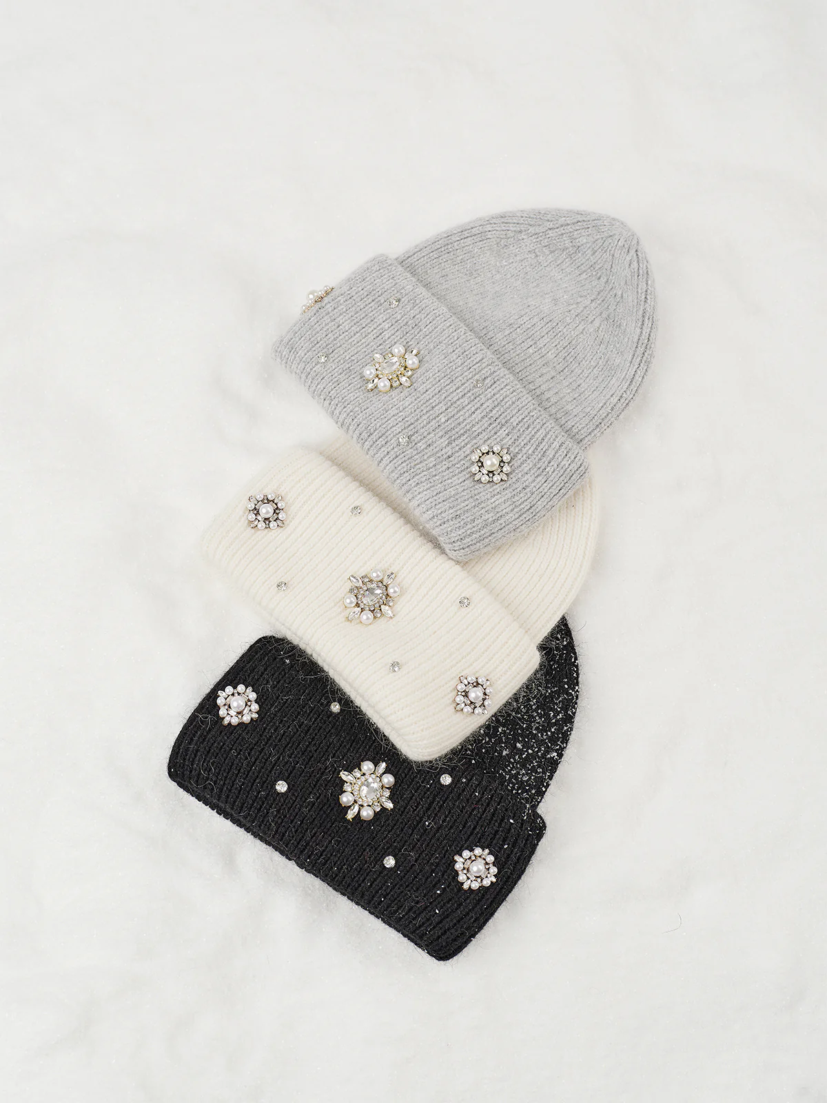 Rhinestone Rabbit Fur Beanie - Takermore