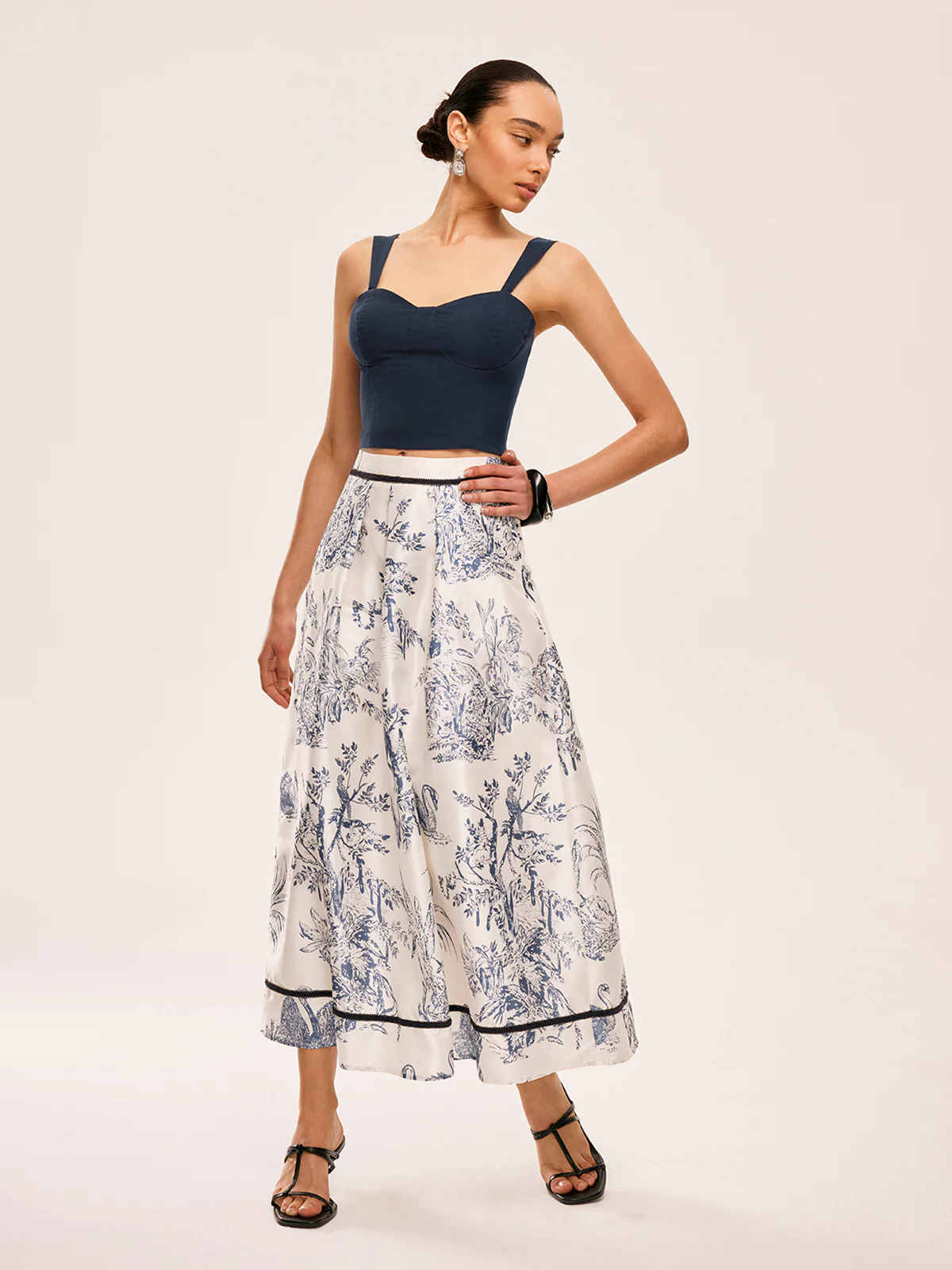 Cotton & Linen Floral Print Skirt Set - Takermore