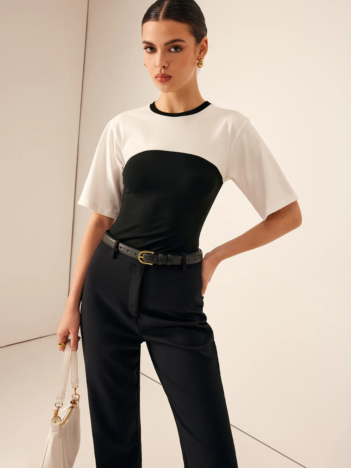 Two Tone Stretch Jersey T-Shirt - Takermore