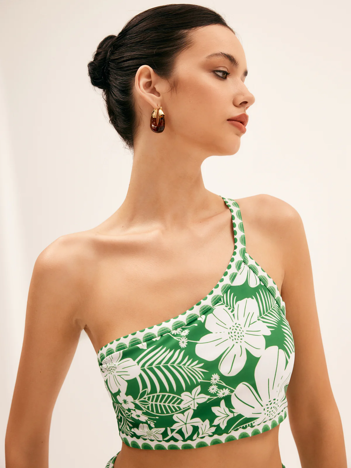 One Shoulder Floral Bikini Set - Takermore