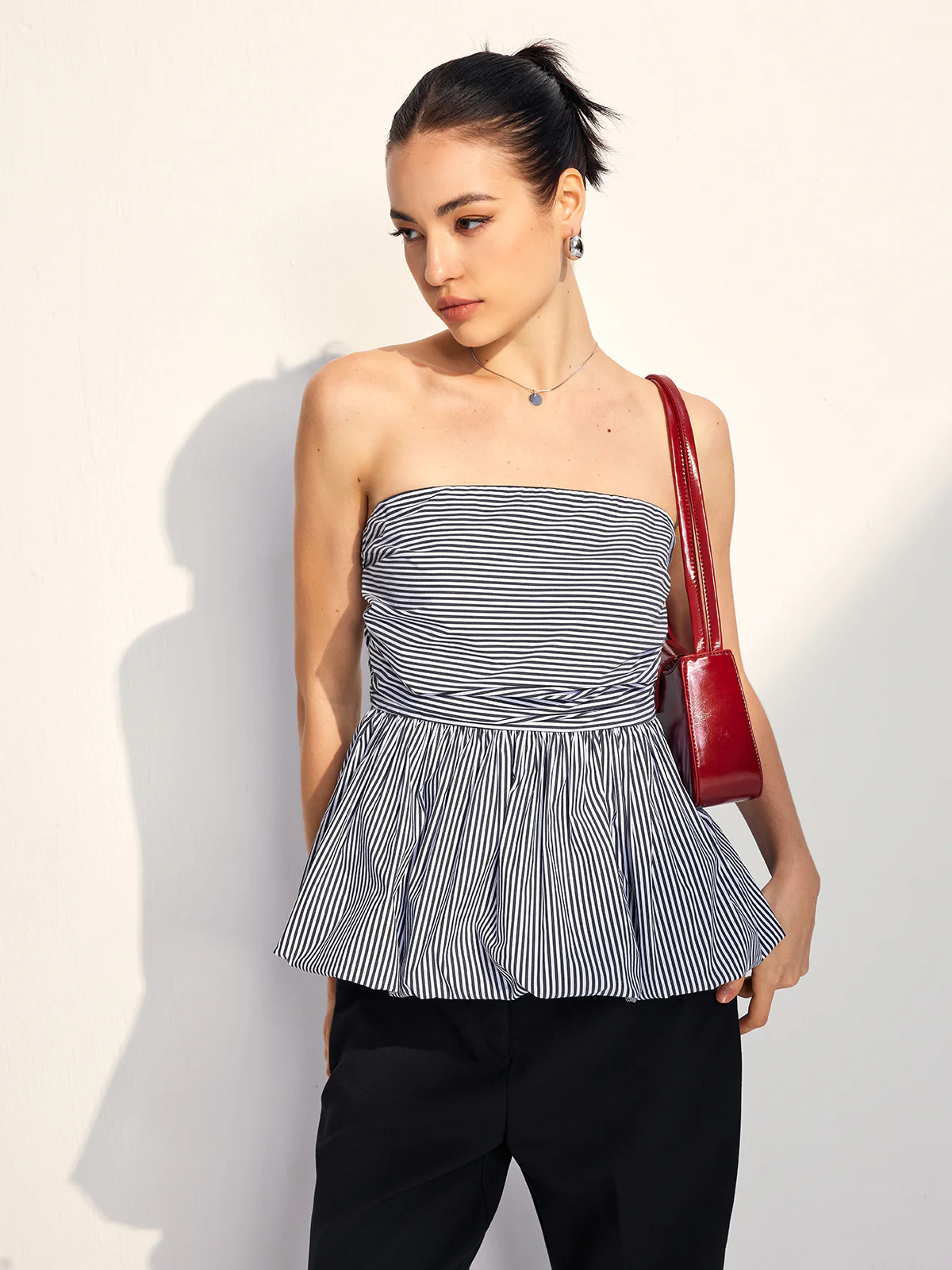 Striped Strapless Bubble Tube Top - Takermore