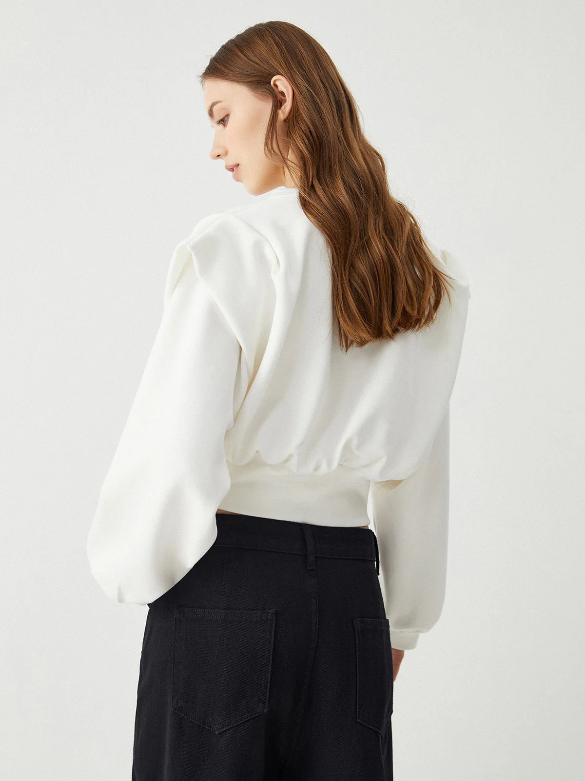 Oversized Solid Long Sleeve Blouse - Takermore