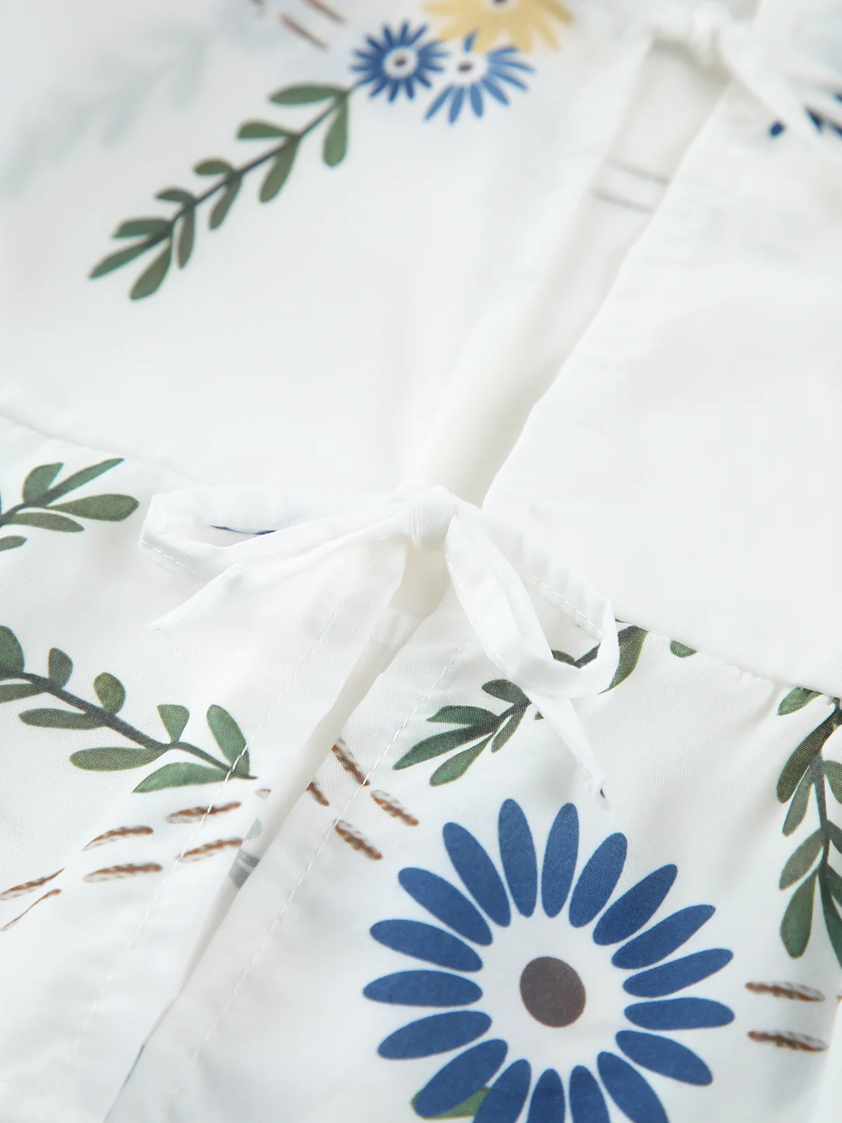 Semi-Sheer Tie Front Floral Blouse - Takermore