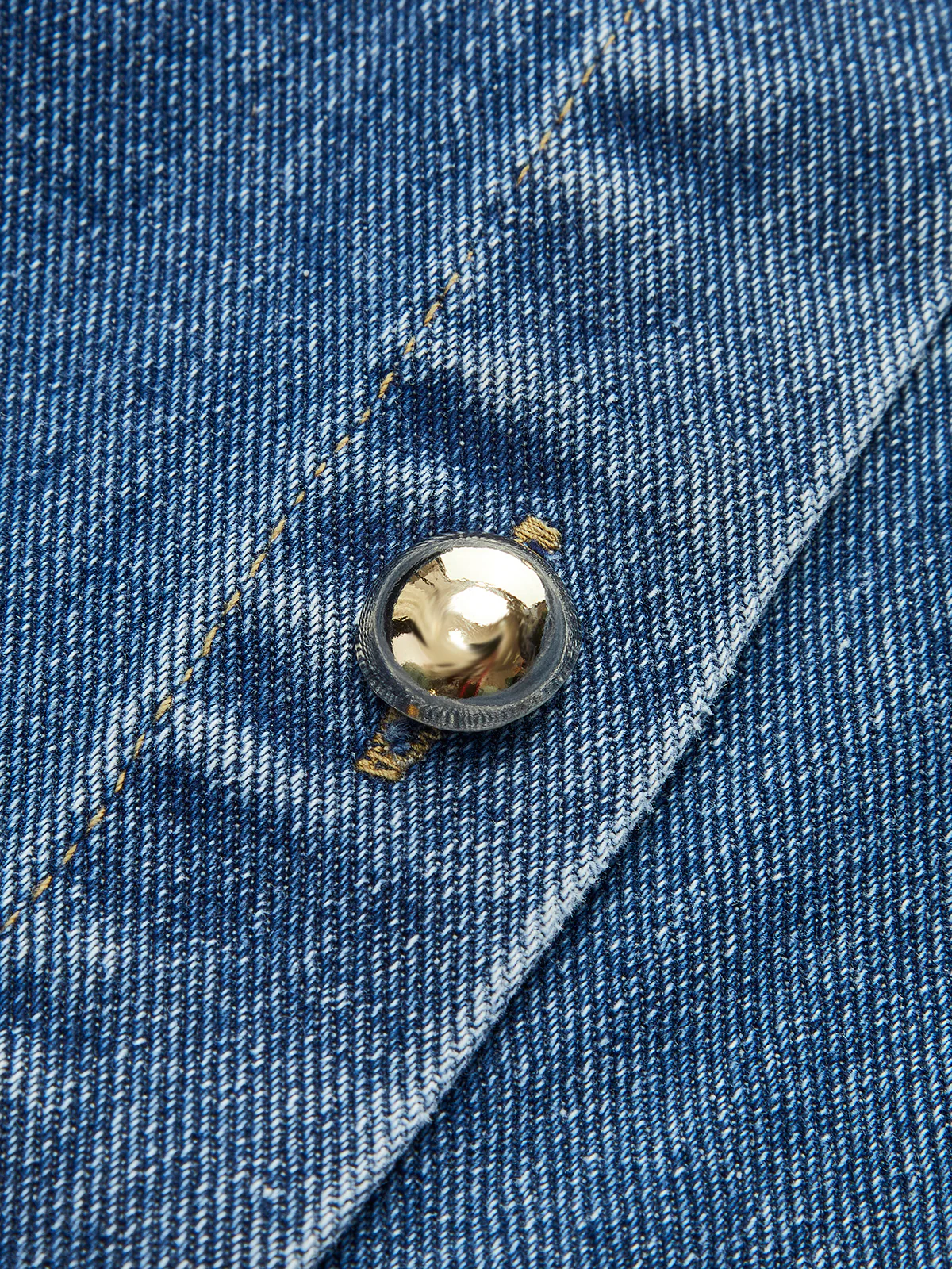 Denim Belted Button-Front Pleated Dress - Takermore