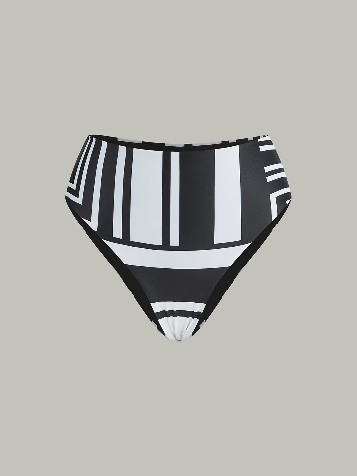 Geometric Print High-Waisted Bikini Bottom - Takermore