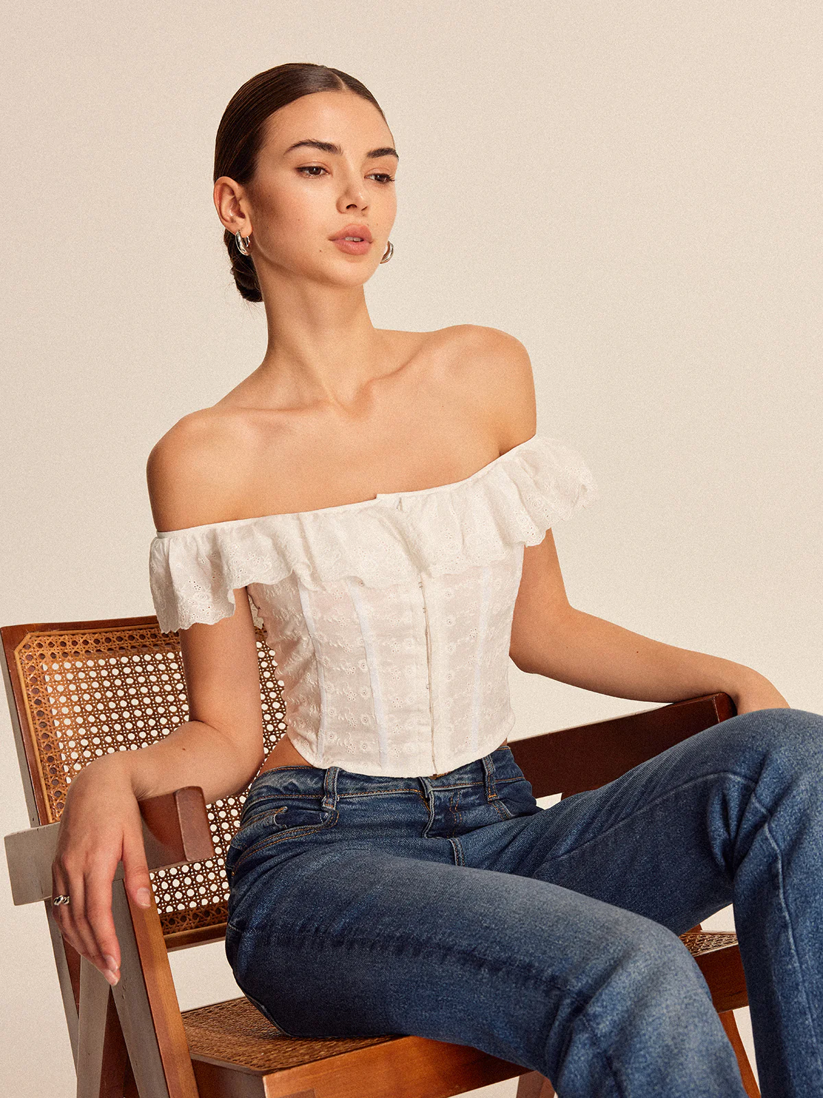 Lace-Up Back Off-Shoulder Top - Takermore